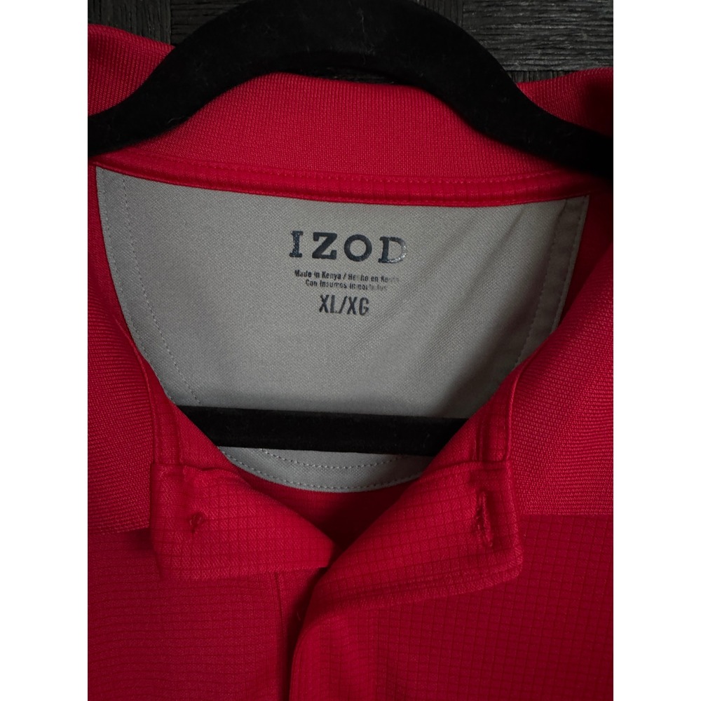 IZOD Polo Shirt Mens XL Red Short Sleeve Textured Performance Golf Top